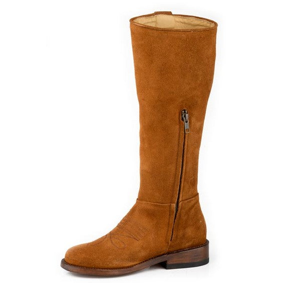 Women's Stetson Lana Leather Boots Round Toe Handcrafted Tan