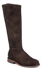 Women's Stetson Lana Suede Boots Round Toe Handcrafted Chocolate