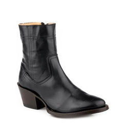 Women's Stetson Ramsey Ankle Leather Boots Round Toe Handcrafted Black