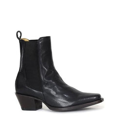 Women's Stetson Cara Ankle Leather Boots Hognose Toe Handcrafted Black