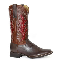 Women's Stetson Erin Leather Boots Square Toe Handcrafted Brown