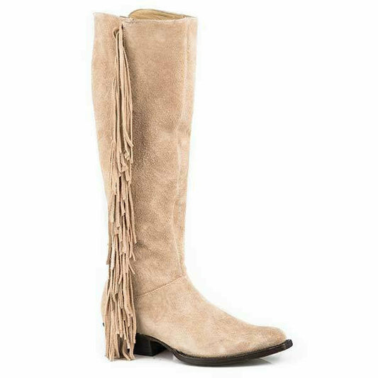 Women's Stetson Dani Suede Boots Handcrafted Tan - yeehawcowboy