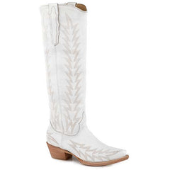 Women's Stetson Sarah Leather Boots Handcrafted Cream