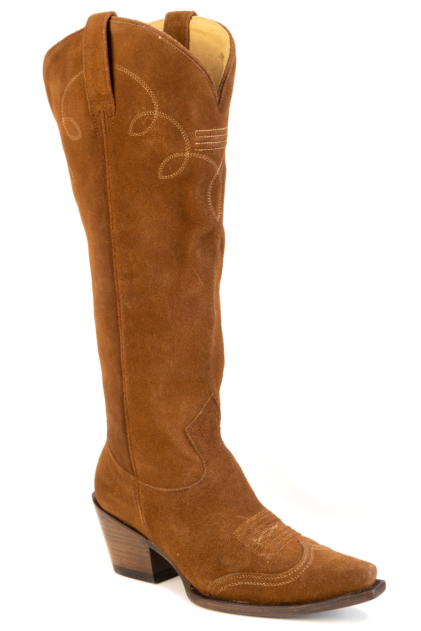 Women's Stetson Gemma Suede Leather Boots Handcrafted Snip Toe Brown