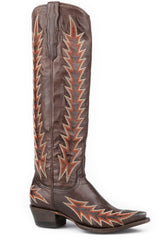 Women's Stetson Sarah Leather Boots Handcrafted Snip Toe Chocolate