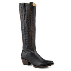 Women's Stetson Sissy Leather Boots Hognose Toe Handcrafted Black