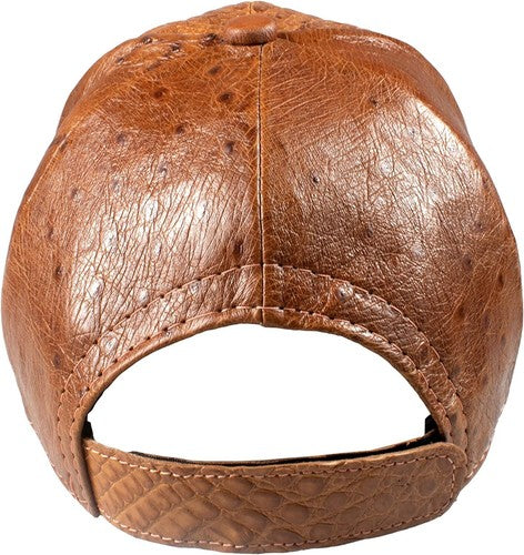 Cognac Caiman Crocodile Alligator Belly Cap Genuine Adjustable Closure Handmade