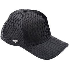 Python Snakeskin Cap Black Genuine Adjustable Closure Handmade In The USA