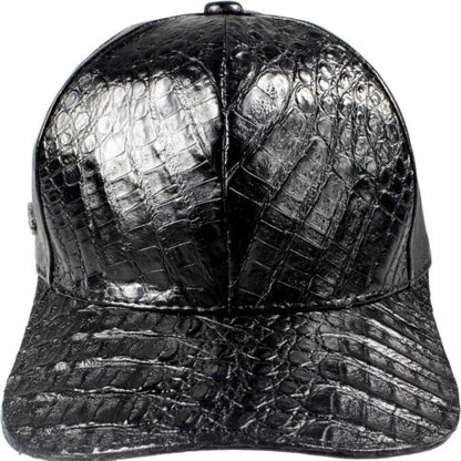 Black Caiman Crocodile Alligator Belly Cap Genuine Adjustable Closure Handmade