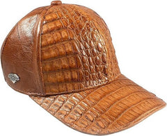 Cognac Caiman Crocodile Alligator Belly Cap Genuine Adjustable Closure Handmade