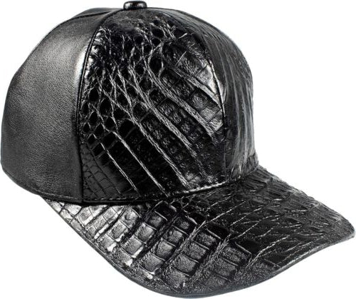 Black Caiman Crocodile Alligator Belly Cap Genuine Adjustable Closure Handmade