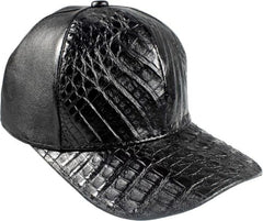 Black Caiman Crocodile Alligator Belly Cap Genuine Adjustable Closure Handmade