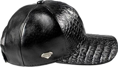 Black Caiman Crocodile Alligator Belly Cap Genuine Adjustable Closure Handmade