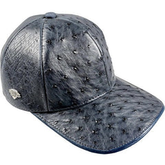 Blue Jean Ostrich Cap Real Full Quill W Adjustable Closure Handmade In The USA