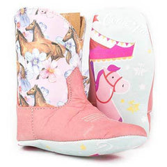 Baby Tin Haul Lil Chestnut & Daisy Boots With Carousel Sole Handcrafted Pink
