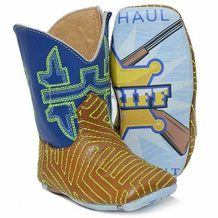 Baby Tin Haul Neon Maze Boots with Sheriff Sole Handcrafted Tan