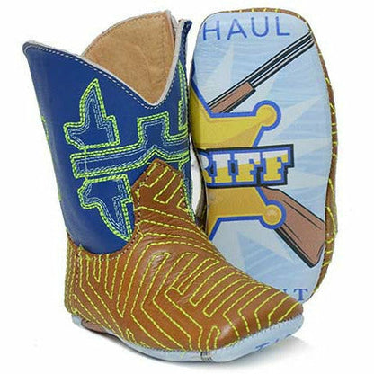 Baby Tin Haul Neon Maze Boots with Sheriff Sole Handcrafted Tan - yeehawcowboy