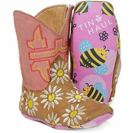 Baby Tin Haul Daisy Boots - Handcrafted Tan with Bee Sole for Little ...