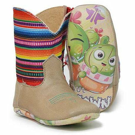 Botas brillantes Baby Tin Haul con suela de cactus de cosecha propia, hechas a mano en marrón