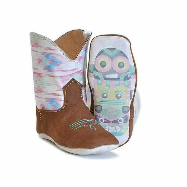 Baby Tin Haul Mini Colt Boots mit New Tribe Sohle, handgefertigt, Braun