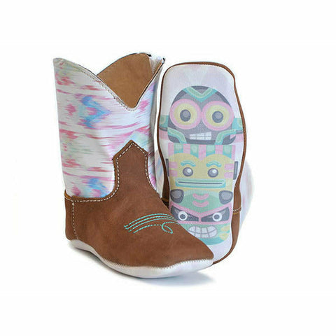 Botas Baby Tin Haul Mini Colt con suela New Tribe hechas a mano en marrón