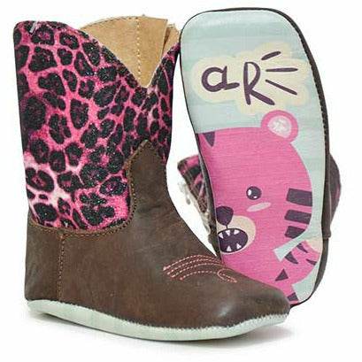 Baby Tin Haul Purrrfect Glitzerstiefel mit Cheetah Roar Sohle, handgefertigt, Braun