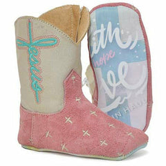 Baby Tin Haul Mini Blessing Boots with Faith & Hope Sole Handcrafted Pink