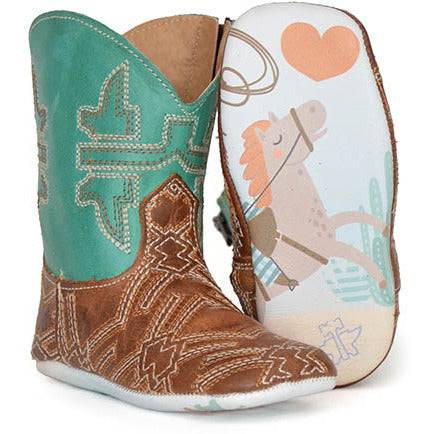Baby Tin Haul I Am In Stitches Boots with Dally On Hearts Sole Handcrafted Brown