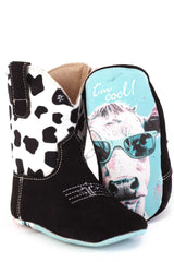 Baby Tin Haul Cow-A-Bunga Boots With Holy Cow I'm Cool Sole Handmade Black