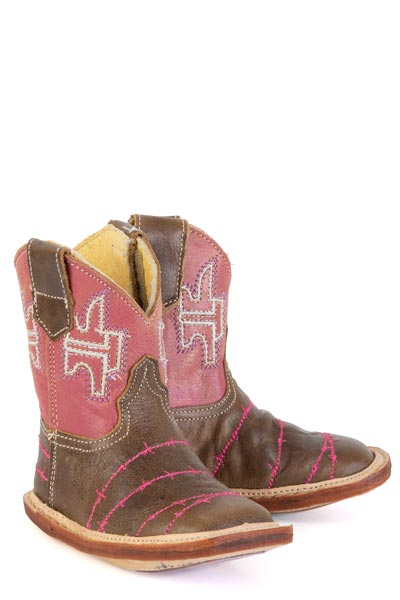 Baby Tin Haul Barbwire Belle Boots with Pasture Bedtime Sole Handcrafted Brown