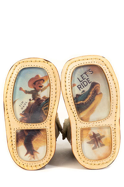 Baby Tin Haul Baby Al O'Gator Boots with Let'S Ride Sole Handcrafted Brown