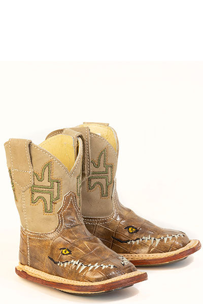 Baby Tin Haul Baby Al O'Gator Boots with Let'S Ride Sole Handcrafted Brown