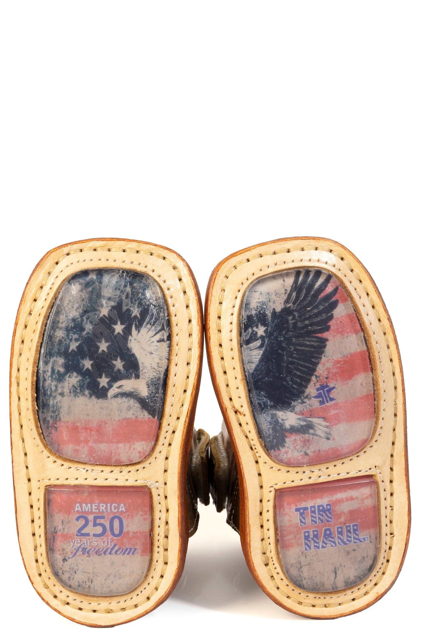 Baby Tin Haul USA 1776-2026 Boots With 250 Years Of Freedom Sole Handmade Brown