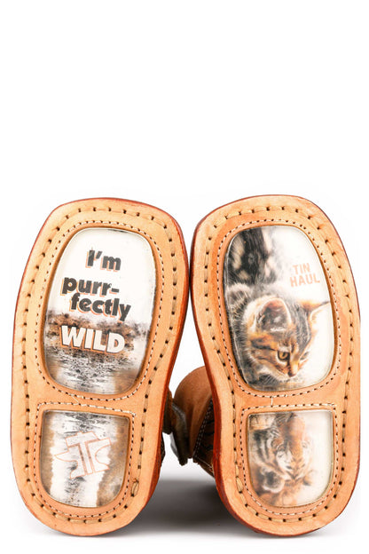 Baby Tin Haul Wild Tiger Boots With Purr-Fectly Wild Sole Handmade Brown