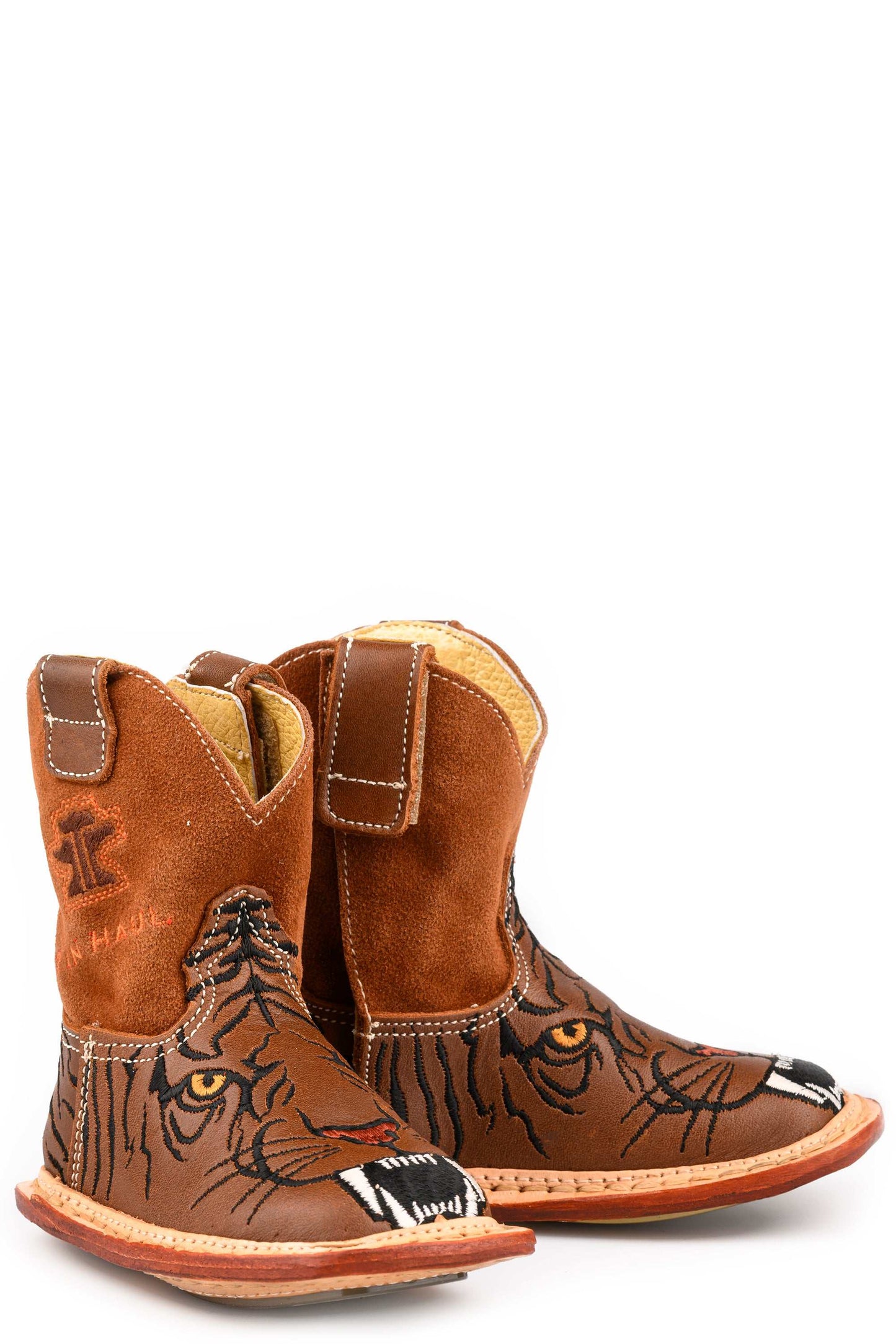 Baby Tin Haul Wild Tiger Boots With Purr-Fectly Wild Sole Handmade Brown