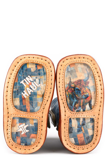 Baby Tin Haul Tri-Tots Boots With Crystal Steer Sole Handmade Multi