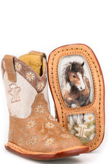 Baby Tin Haul Daisy Dots Boots With Pony Sole Handmade Brown