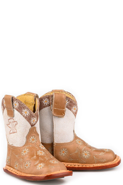 Baby Tin Haul Daisy Dots Boots With Pony Sole Handmade Brown