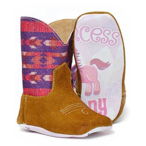 Baby Tin Haul Mini Princess Boots with Pony Sole Handcrafted Brown