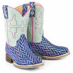 Kid's Tin Haul Mermazing Boots with Sea Princess Sole Handcrafted Blue