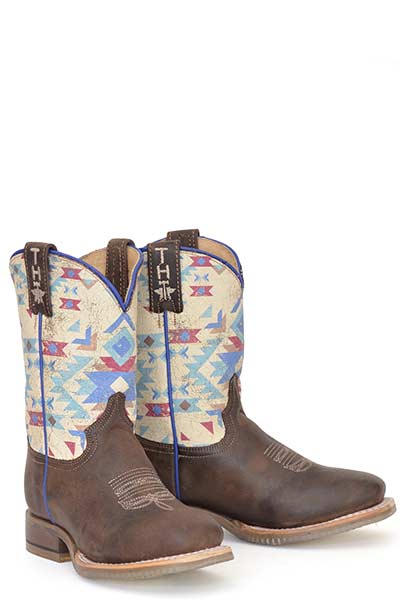 Botas Tin Haul Geronimo para niños con suela Saddle Up, hechas a mano en color tostado