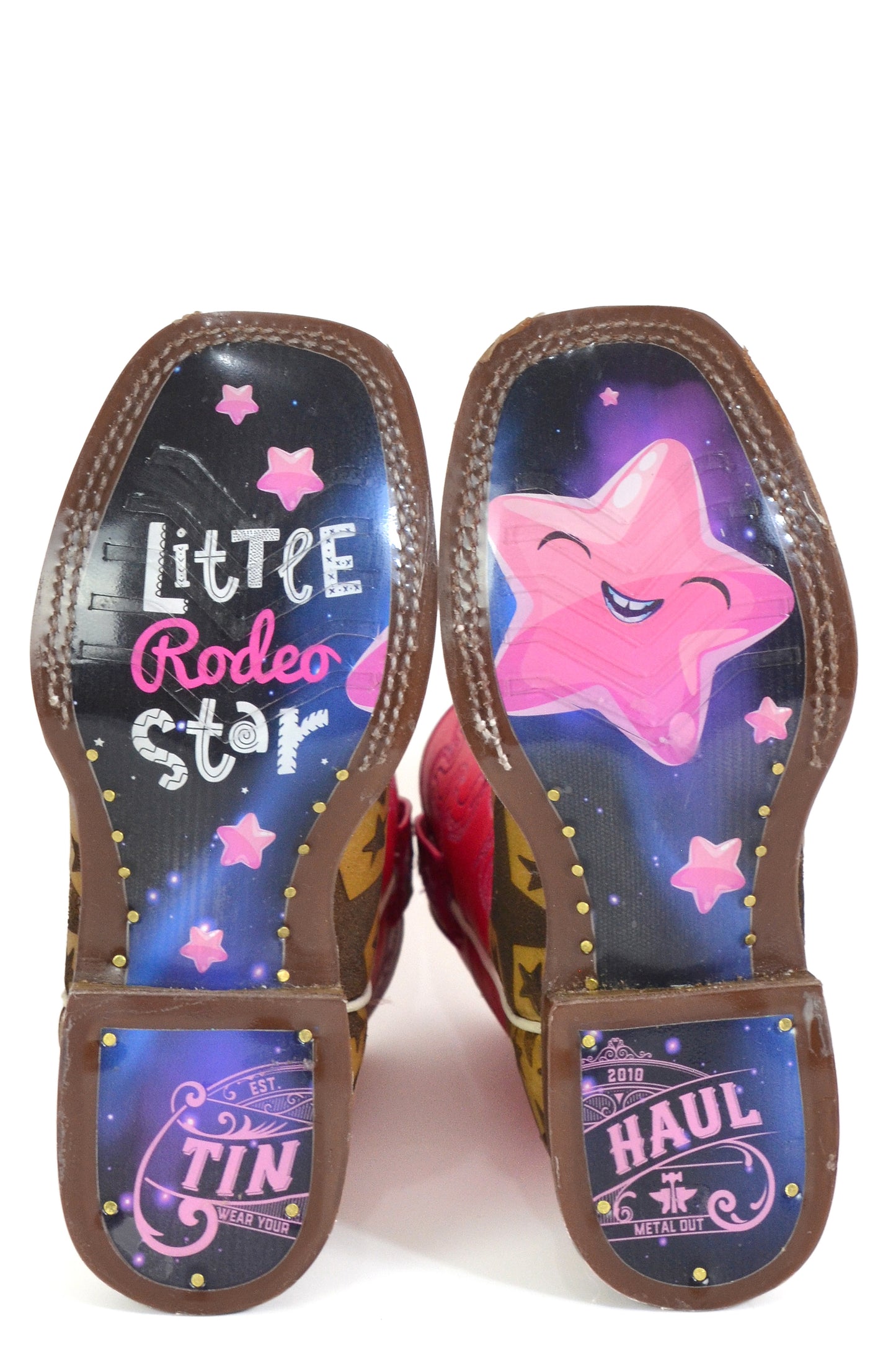 Kid's Tin Haul Starring Me Boots With Little Rodeo Star Sole Handmade Tan