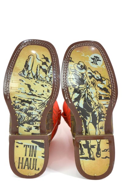 Botas Tin Haul Neon Thunder para niños con suela Desert Rider hechas a mano en marrón