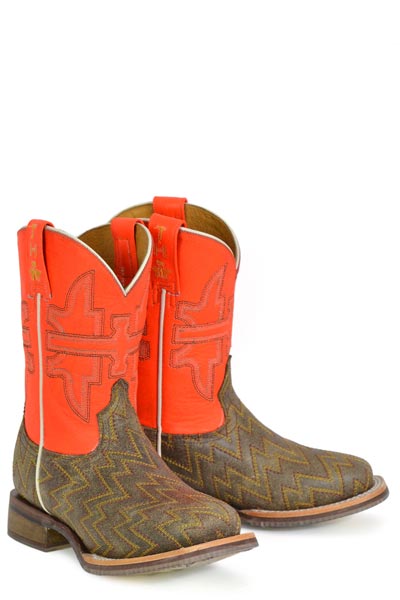 Botas Tin Haul Neon Thunder para niños con suela Desert Rider hechas a mano en marrón