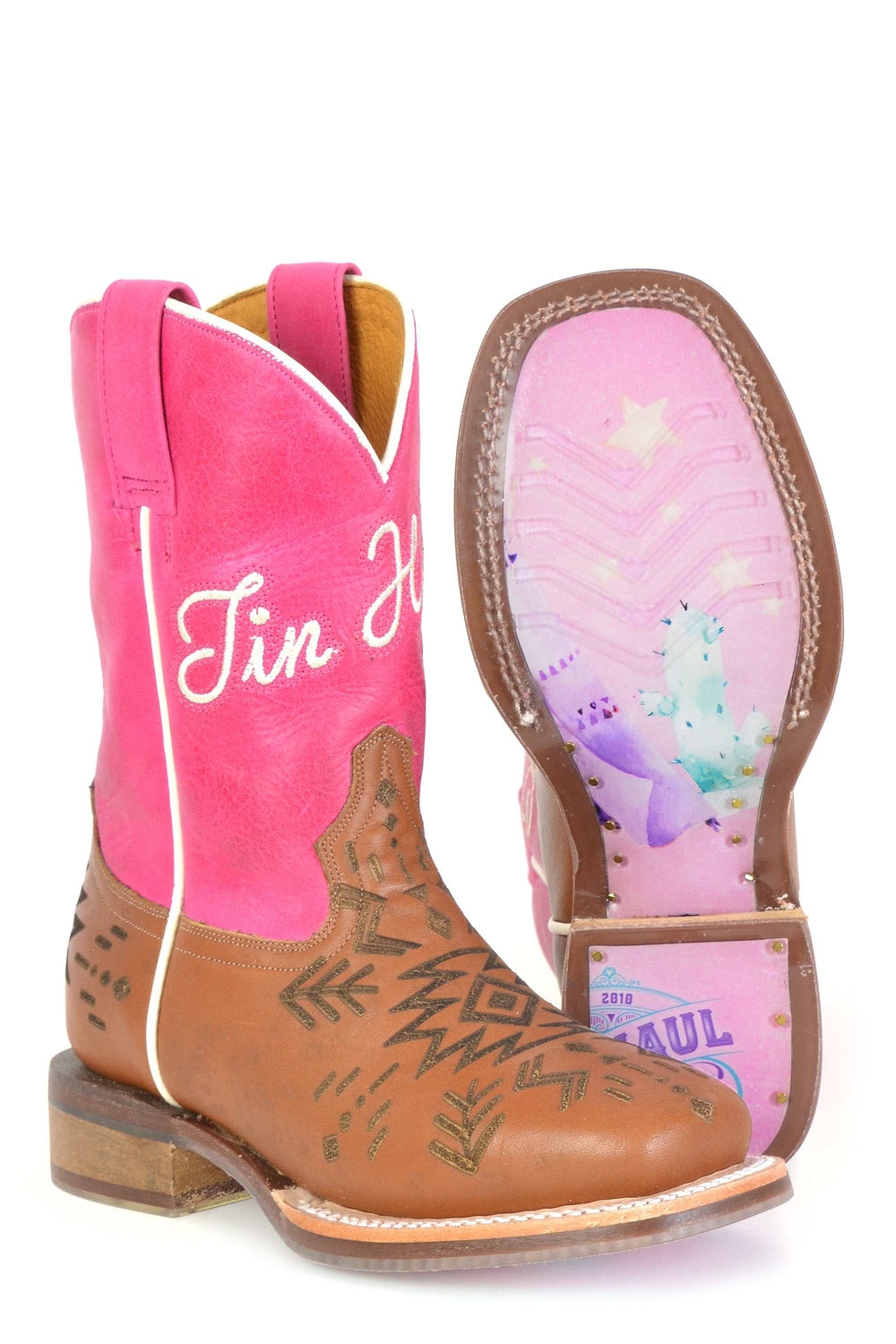 Kid's Tin Haul All Points West Boots With Tepee Sole Handmade Brown