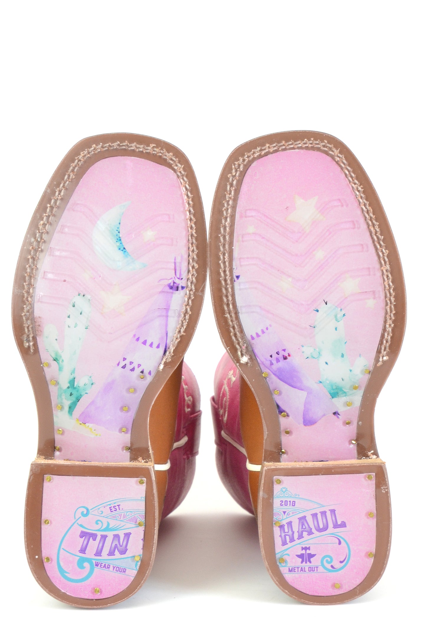 Kid's Tin Haul All Points West Boots With Tepee Sole Handmade Brown