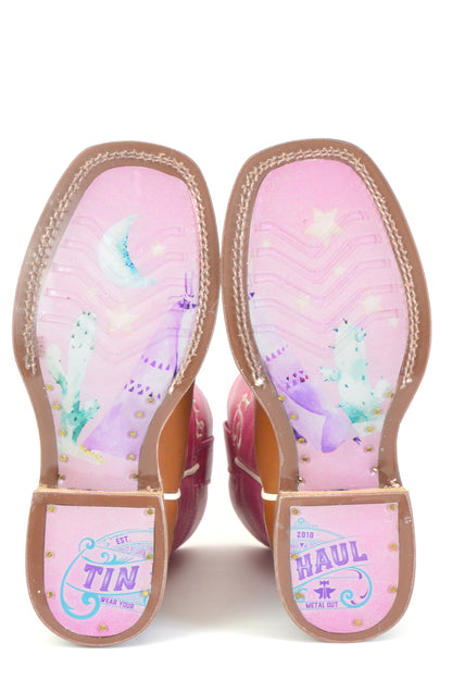 Kid's Tin Haul All Points West Boots With Tepee Sole Handmade Brown