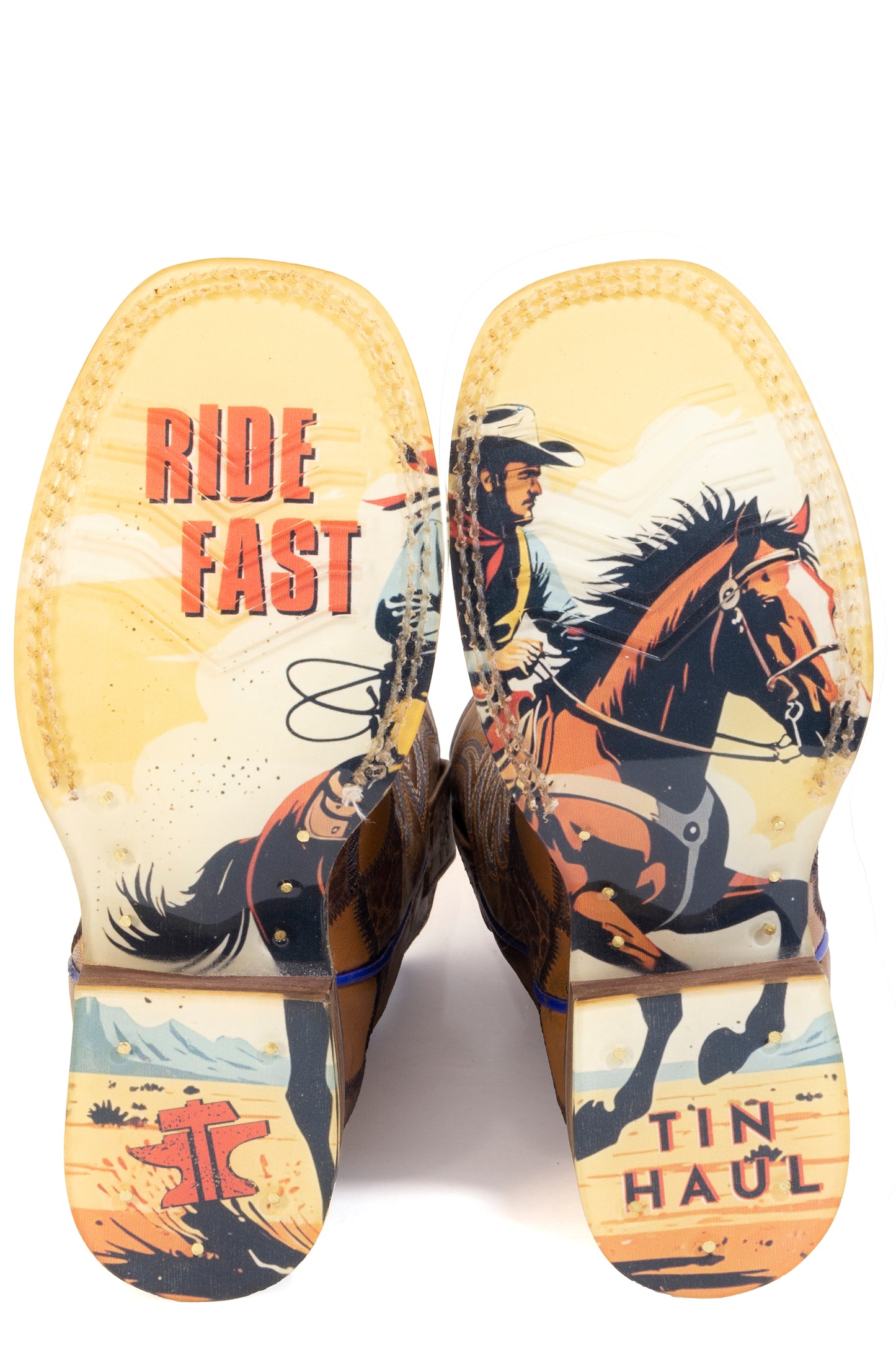 Kid's Tin Haul Checkmate Boots With Ride Fast Sole Handcrafted Brown
