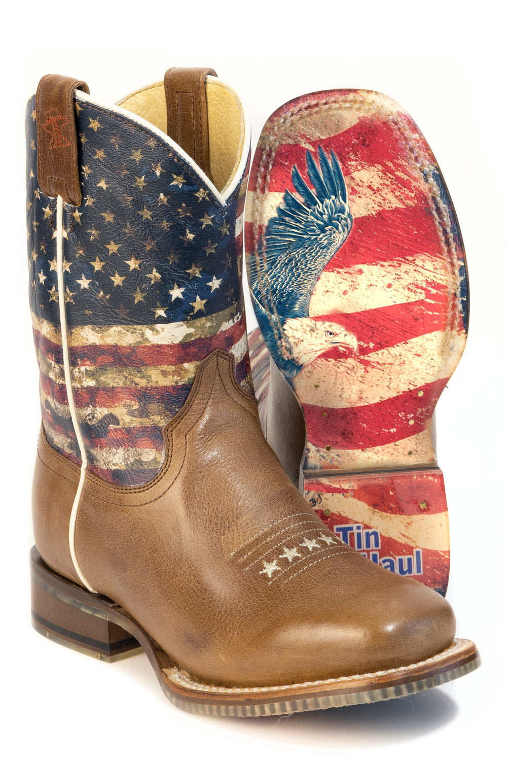 Kid's Tin Haul USA 1776-2026 Boots With 250 Years Of Freedom Sole Handmade Brown