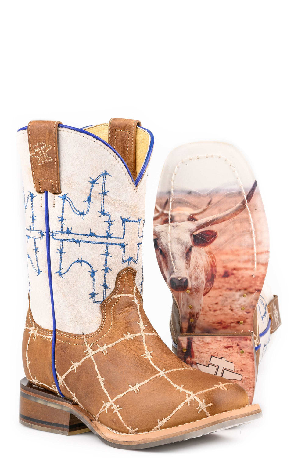 Kid's Tin Haul Rustler Proof Boots With Steer Clear Sole Handcrafted Brown
